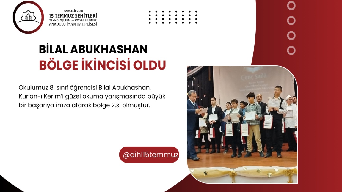 Bilal Abukhashan Bölge İkincisi Oldu